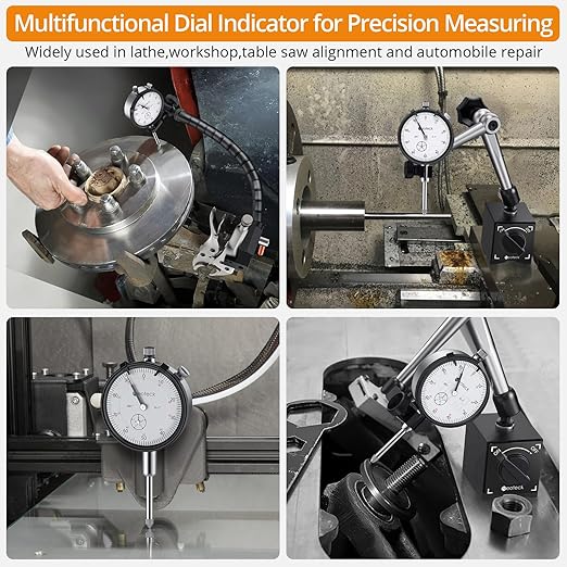 Neoteck 1"/0.001" Dial Indicator,Dial Indicator Gauge Full Metal Construction High Precision Tool for Lathe,Table Saw,Workshop and CNC Machining and Automotive Brake Caliper