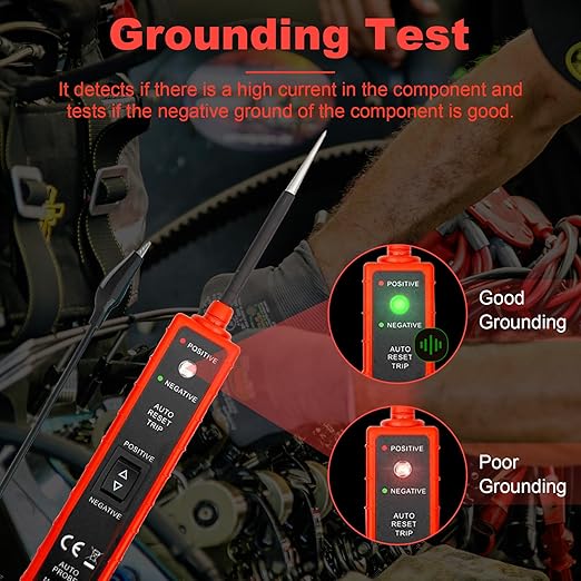 Power Circuit Probe Tester 6V-24V DC Test Light Car Fuse Tester Tool 12V Short Circuit Finder 12V Auto Electrical Tester Kit Component Tester Polarity Identify with Overload Protection,Long Test Lead