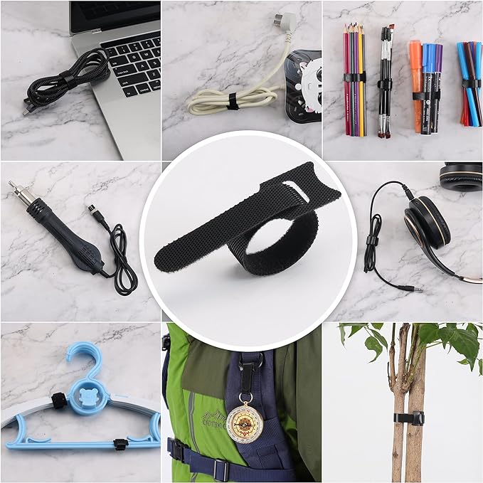 Reusable Cable Ties, 126 PCS 6 Inches Adjustable Cord Straps Wire Organizer Cord Wrap and Hook Loop Cable Management