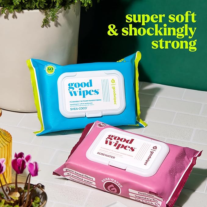 goodwipes Flushable Butt Wipes - Extra Large Adult Wet Wipes For Women & Men - Bathroom Essentials - Sewer & Septic Safe - Variety Pack, 200 Count (4 Packs)