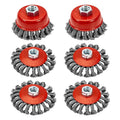 6 Pack 4 Inch Wire Wheels for Angle Grinder, 3 Inch Wire Cup Brush for 4 1/2 Angle Grinder, Twist Knotted Carbon Steel Wire Wheel with 5/8"-11 UNC Thread Arbor for Removing Rust,Paint etc