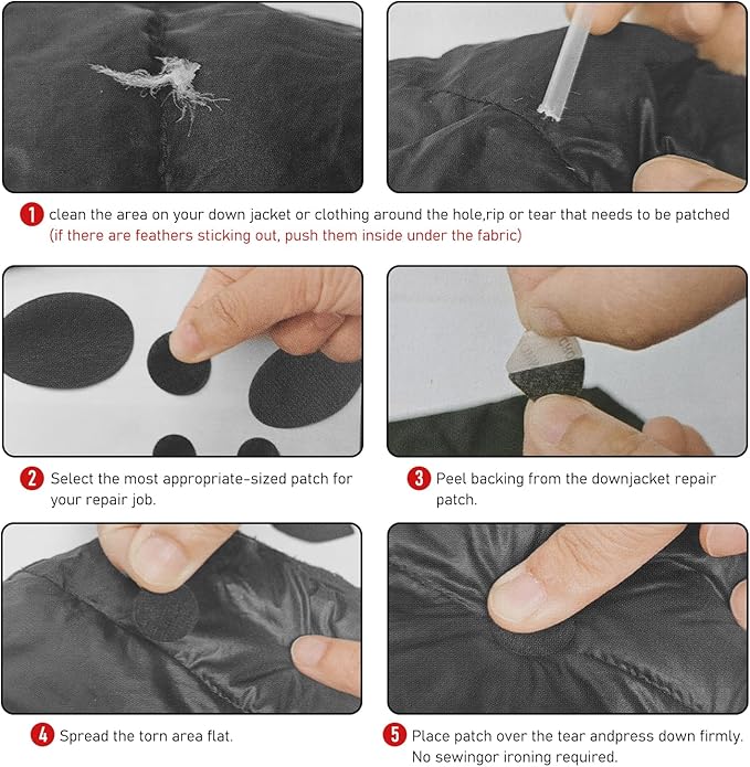 Down Jacket Repair Patches - Highly Effective Repair of Nylon Fabric, Waterproof Self-Adhesive Repair Patch for Down Jackets, Tents, Raincoats, Outdoor Equipment