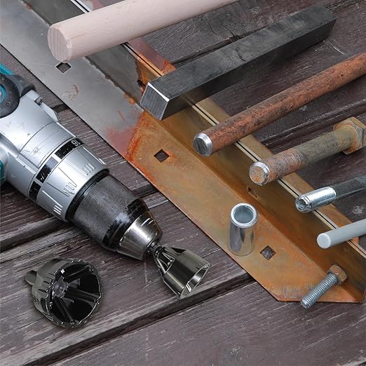 Tungsten Carbide Chamfering Drill Bit 1-1/8" for Removing Burr and Edge Deburring, Quick Release Hex Shank Deburring Tool for Metal Rod, Tube, Screw, Dowel, Sheet, Copper/PVC Pipe