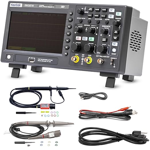 Hantek DSO2C10 Digital Storage Oscilloscope 100MHz Bandwidth 2CH Dual Channel 1GSa/s 8M Memory Depth with High Voltage Probre