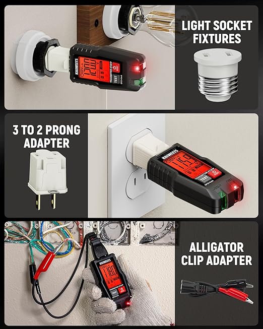 KAIWEETS Circuit Breaker Finder with LCD Display, GFCI Outlet Tester, Electrical Circuit Tracer Tool with NCV Test & Flashlight, Includes Carrying Case - KT301