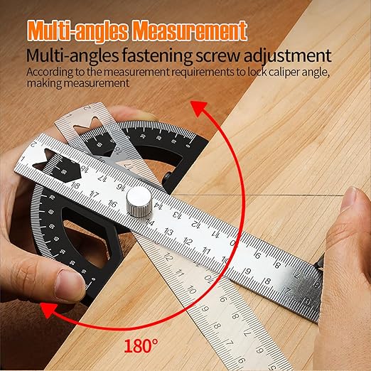 Protractors Angle Ruler Angle Finder Ruler Machinist Protractor Angle Measuring Tool 12-Inch Woodworking Ruler for Woodworking/Carpenter/Construction/Measurement/Hobbyists