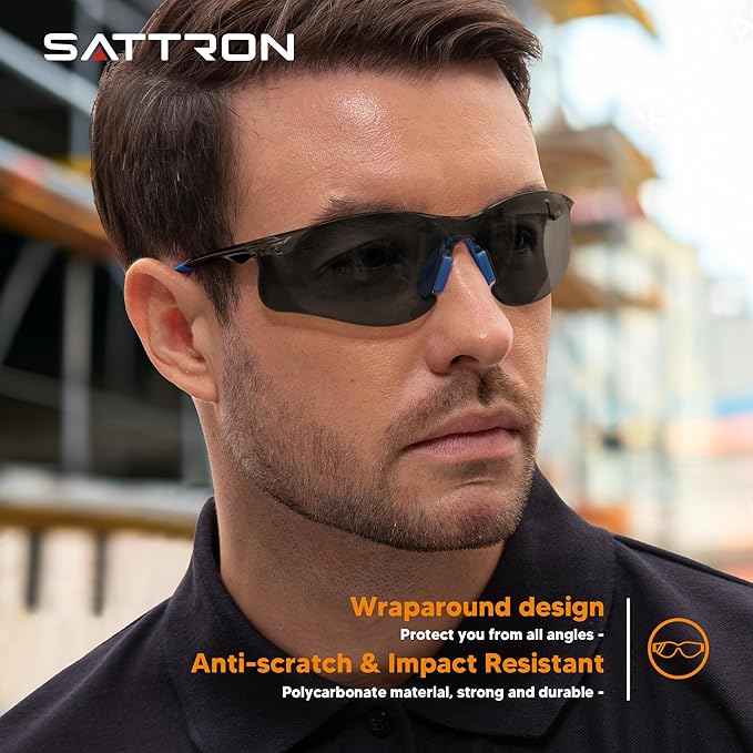 Safety Glasses Tinted 24 Pack, Protective Eyewear for Men Women UV Protection ANSI Z87.1, Safety Sunglasses Bulk Scratch Impact Resistant Eye Protection with Nose Pads for Construction Work Smoke