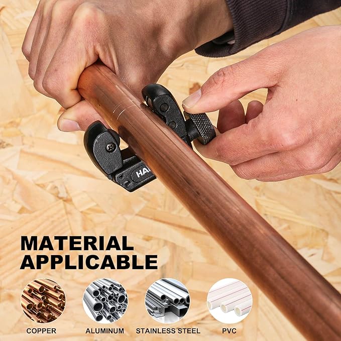 HAUTMEC Copper Pipe Cutter Tool 1/8" to 1-1/8" OD (3-30mm), Mini Copper Tubing Cutter Tool for PVC, Copper, Aluminum, and Thin Stainless Steel Tube HT0133-TC