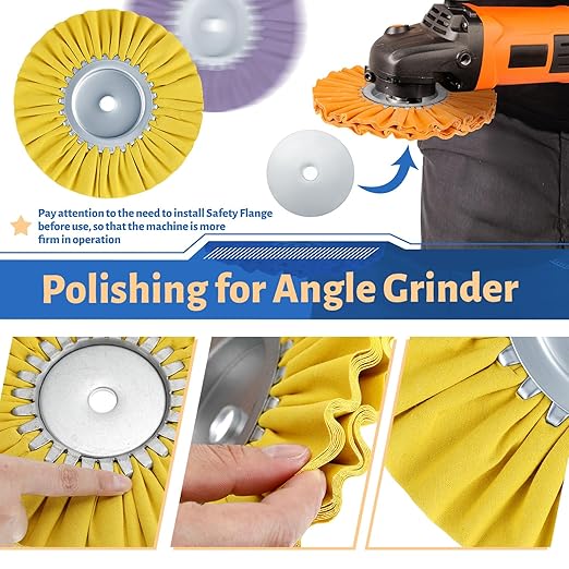 Amylove 8 Inch Airway Buffing Wheels Aluminum Wheel Polishing Kit in Diameter 5/8 Inch Arbor Hole, Polishing Compound and Metal Polish Kit for Angle Grinder(Stylish Color,6 Pcs)