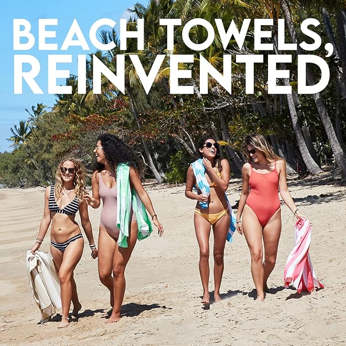 Dock & Bay Beach Towel - Quick Dry, Sand Free - Compact, Lightweight - 100% Recycled - Includes Bag - Cabana - Kamari Charcoal - Extra Large (200x90cm, 78x35)