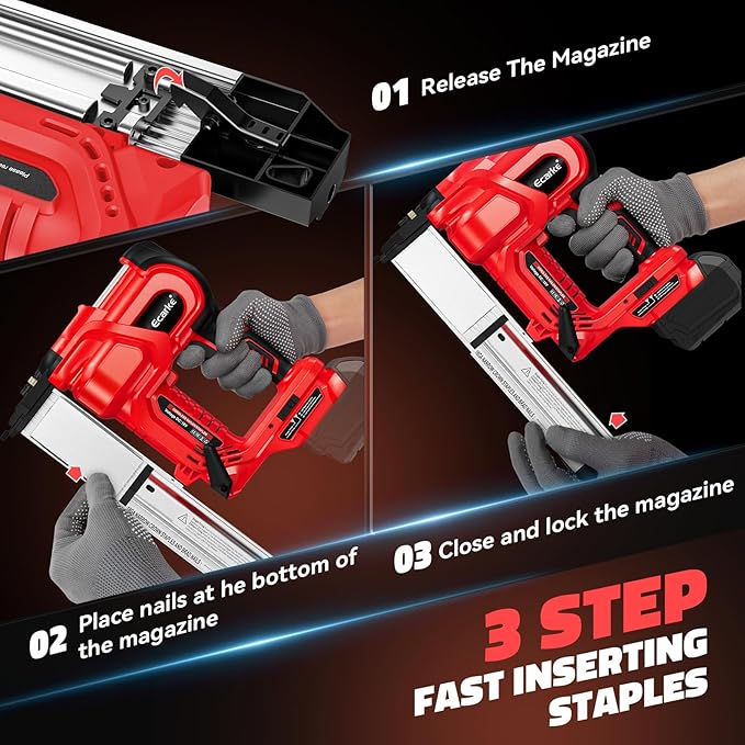 Ecarke 18 Gauge Electric Nail Gun Compatible with Milwaukee Battery,2 in 1 Cordless Brad Nailer and Stapler with 18GA Nails/Staples,Battery for M18 18V Power,2 Firing Modes for Trim Wood Crafting DIY