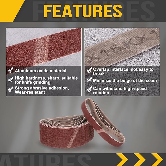3 x 24 Inch Sanding Belt, 12 Pcs 40 Grit Knife Sharpener Belts Work Sharpening for Belt Sander Knife Carving Tool Metal Working