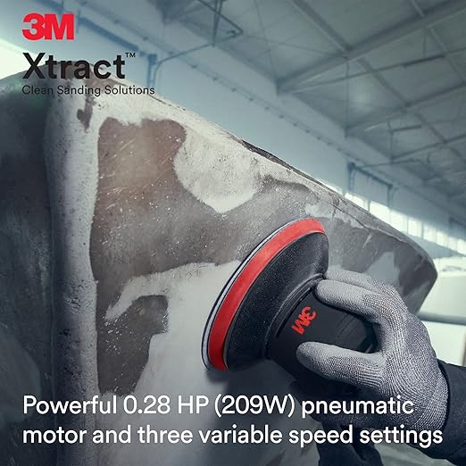 3M Pneumatic Random Orbital Sander, 88951, 6 in, Non-Vacuum, 5/16 in Orbit, Lightweight and Comfortable, 12000 RPM, .28 HP (209W) Motor, Variable Speed