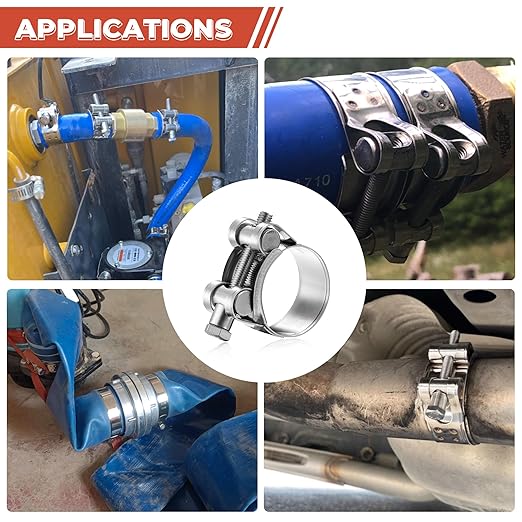 AKIHISA 4 Pack 36-39mm ID Range T-Bolt Hose Clamp,304 Stainless Steel Adjustable Heavy Duty Pipe Strap Clamps(1.41-1.53 Inch)