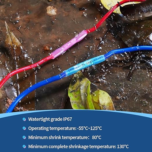 1000 Pcs Red Heat Shrink Butt Connectors, AWG 22-16 Marine Grade Wire Connectors, Insulated Watertight Electrical Connectors for Marine, Cable, Automotive, Industrial, Home