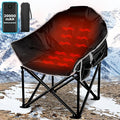 Oversized Heated Camping Chair, 3 Heat Levels Portable Heated Folding Chairs with 20,000mAh Power Bank, Camping Heated Chair for Adults Supports 440 lbs, Heavy Lawn Chair for Camping/Patio