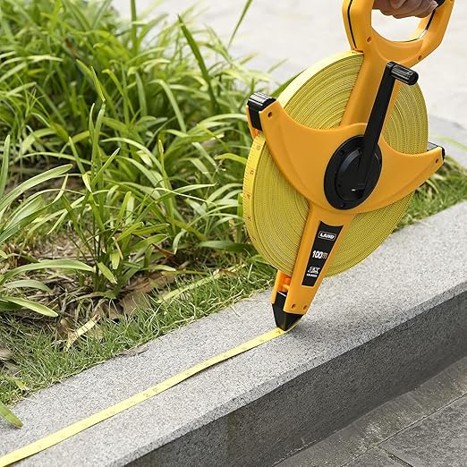 LAND 300FT/91M Heavy Duty Fiberglass Tape Measure - 1/2-Inch Wide, Dual Inch/Metric Scale, Durable Open Reel Measuring Tape for Surveying, Engineering, Runway Construction