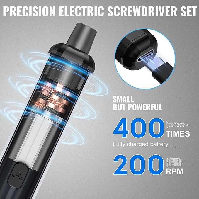 Mini Electric Screwdriver, 3.7V Precision Screwdriver Set Cordless Screwdrivers Rechargeable 72 In 1 Magnetic Bit Repair Tech Tool Kit for Electronics Computer Phone Laptop Camera RC Car Watch Glasses
