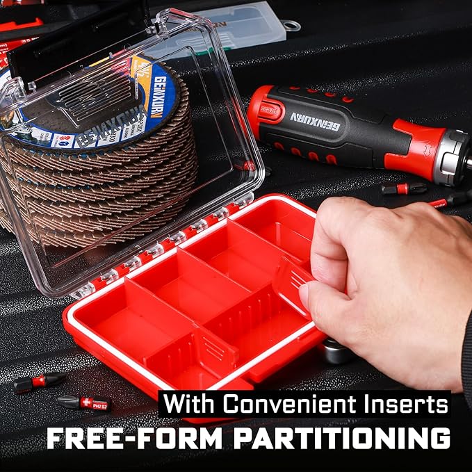 IPX4 Waterproof Small Storage Parts Organizer, Small Parts Case with Removable Dividers, Screwdriver Bit Set Box