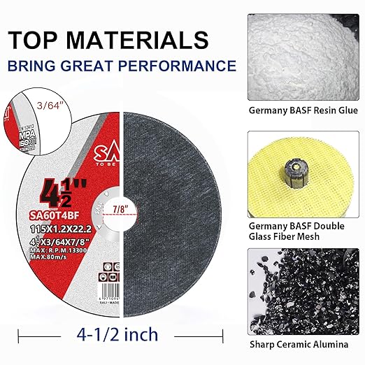 SALI 400 Pack Cut Off Wheel 4 1/2 Inch Cutting Wheels 4-1/2" x 3/64" x 7/8" Professional Cutting Stainless Steel, Angle Grinder Cutting Wheel,Cutting Discs with Aggressive Cutting Upgrade