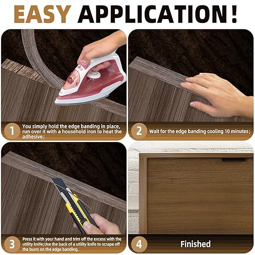 GSCIT Club Walnut Edge Banding, 2 inch x 50ft roll of Veneer Edge Banding - Pre-glued Flexible, Real Wood Tape for Cabinet Repair & Furniture Restoration
