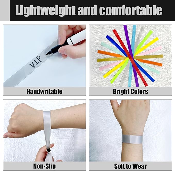 100 Cloth Disposable Wristbands - Colored Party Wrist Strap (Gray)