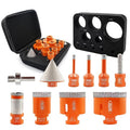 Diamond Core Drill Bit Kit BGTEC Diamond Hole Saw Tile Cutter,5/8"-11 Thread 6pcs 6/8/10/35/50/65mm Drill Bits+10mm Finger Bit+ 2" Chamfer Bit Milling Finger Bit+Hex