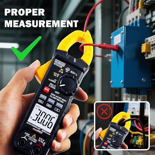 ZIBOO UT210E Mini Handheld Clamp Meter, True RMS AC/DC,6000 Counts Voltmeter Continuity Tester Capacitor HVAC Tool Multi Tester