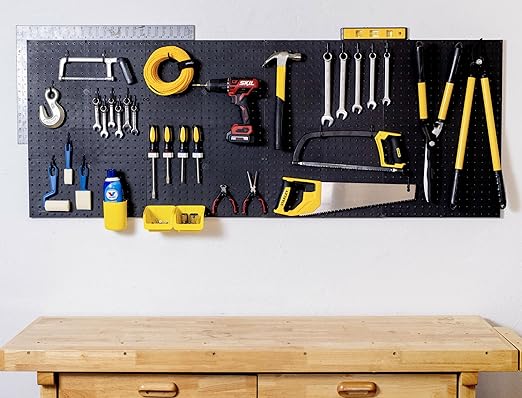 WallPeg Pegboard Kit - 4 Each 24"x16" Peg Board Panels - Made in USA - Mounted Size is 48" x 24" Pegboards Wall Organizer for Walls Home, Garage Tool Storage, Office Organization, Kitchen, Craft Room