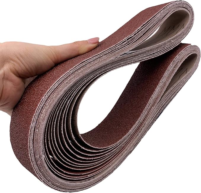 2 inch x 72 inch Sanding Belts, 40 60 80 120 180 240 400 Assorted Grits Aluminum Oxide Sandpaper for Belt Sander, 7 Pack