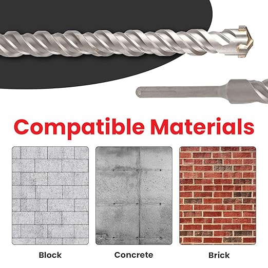 1-1/2 X 36 in SDS MAX Bits, Rotary Hammer Drill Bits, Carbide Drill Bits, Masonry Drill Bits for Concrete, Stone and Brick, SDS MAX Hammer Double Flute, Masonry Drill Bit, Concrete Drill Bit