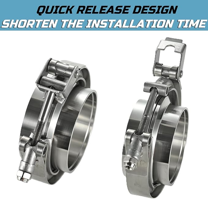Stainless Steel 3.5 V Band Exhaust Clamp Flange Kit for Exhaust, Quick Release 3.5 V Band Clamp for Turbochargers To Hold Components Together Under High Pressure or Temperature, 2 PCS (3.5‘’)