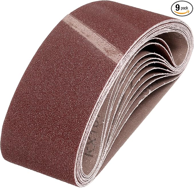 HARFINGTON 4 x 21 Inch Sanding Belts, 9 Pcs 80 Grits Aluminum Oxide Abrasive Belt Sander File Belt for Woodworking, Metal Polishing, Knife Sharpener