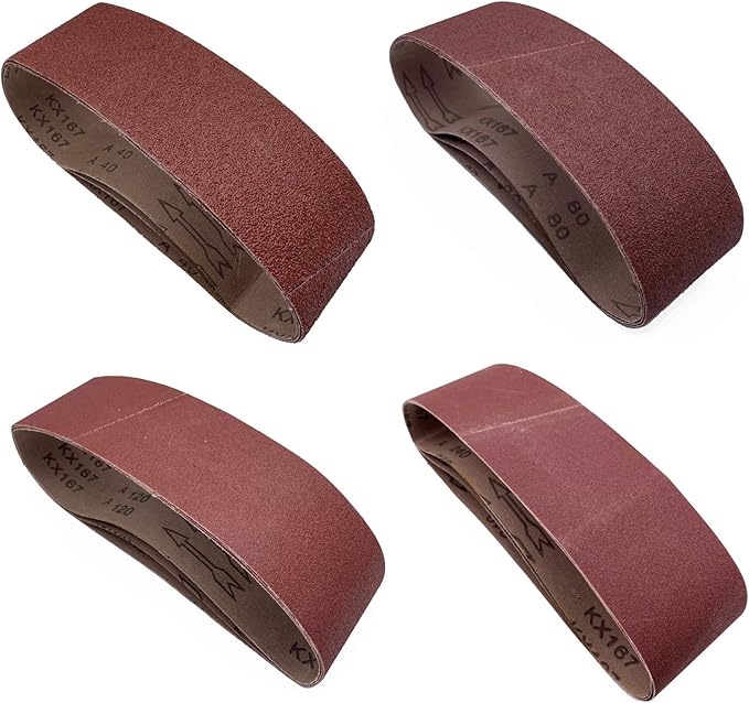 24 Pcs 4 x 21-Inch Sanding Belts for Belt Sander 4x21,6 Each of 40 80 120 240 Grits Aluminum Oxide Sandpaper, 24 Pack