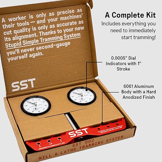 SST - Regular Mill & Lathe Tramming System - Tram, Align, & Square for Machine Calibration - For Angular Misalignment - Precise & Powerful - 0.0005” Dial Indicators - Designed in the USA