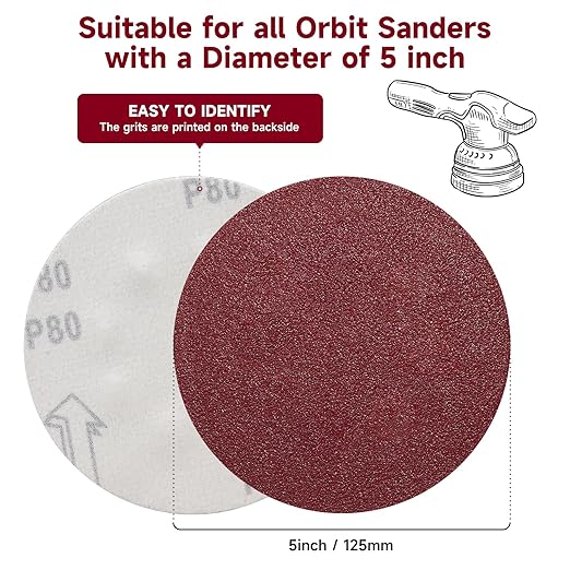 5 Inch 100 PCS Sanding Disc 220 Grit,Hook and Loop Sanding Discs for Random Orbital Sander