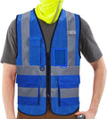 A-SAFETY High Visibility Mesh Safety Reflective Vest with Pockets and Zipper,Hi Viz Work Vest for Men Women (Blue Mesh L)