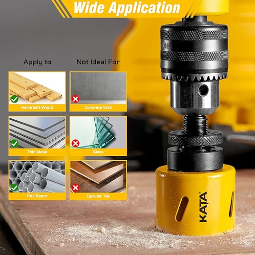 KATA Bi-Metal Hole Saw Kit, 28 Piece M42 Steel Hole Saw Set with 3/4" -4-3/4" (19-121mm), General Purpose Hole Saw Blades in Case with Arbors, Drill Bit, Hex Key for Thin Metal, Hard Wood, Drywall