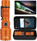 Flashlights High Lumens Rechargeable, Super Bright Long Range Small Powerful Flashlight, 6 Modes LED Tactical Pocket Waterproof Flash Light for Home Emergency (1, Orange)