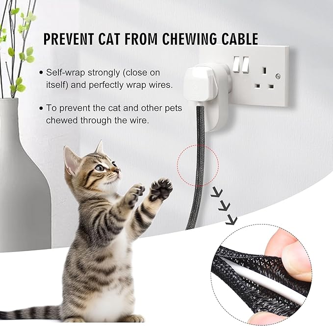 10ft - 1/2 inch Cord Protector Cable Sleeve Split Wire Loom Tubing for Power Cord Audio USB Cable, Cord Sleeve Cable Management for TV Computer, Cord Protectors from Pets Chewing, Black