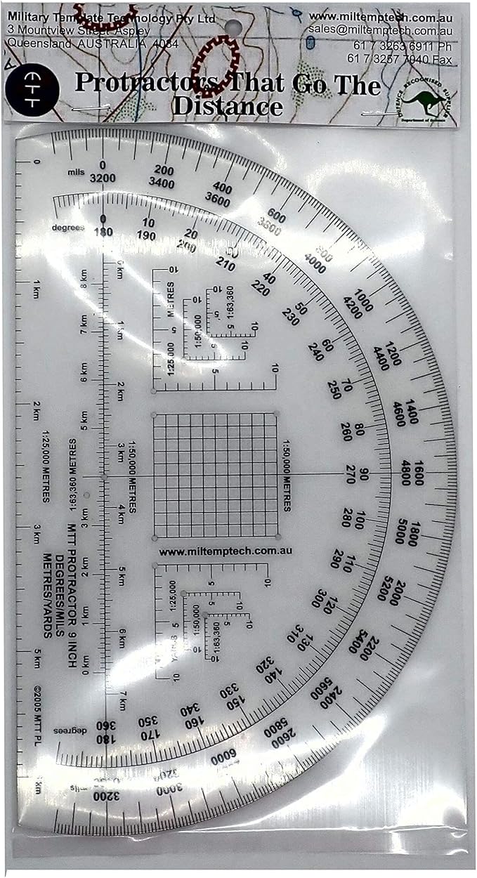 Degrees Mils Meters Yards Protractors
