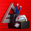 Tape Measure Holder for Pegboard - Includes Pencil Box and Carpenter Square Triangle Holder – Black Pegboard Organizer Accessories with Heavy Duty Peg Board Hooks - 16 Gauge Steel