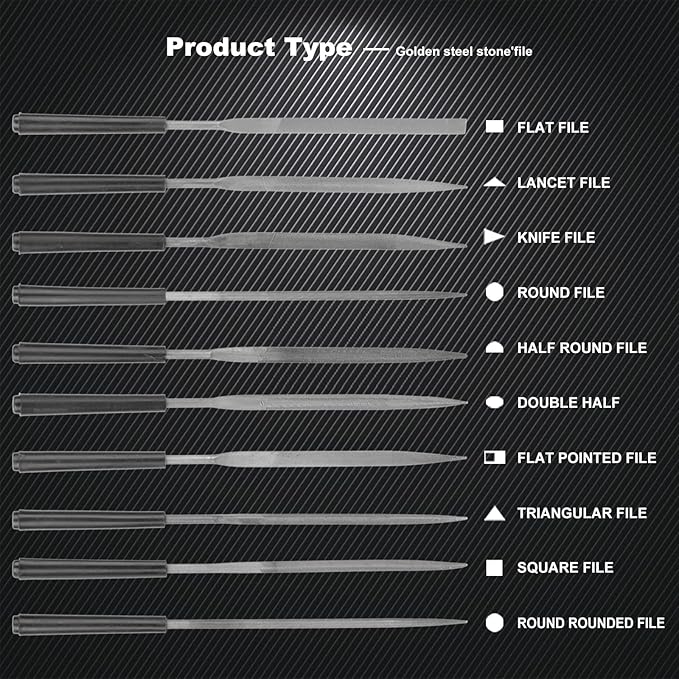 10pcs Mini Steel Needle Files,Packed in Synthetic Leather Case,for high Precision Sanding Work on Wood and Plastic Carving