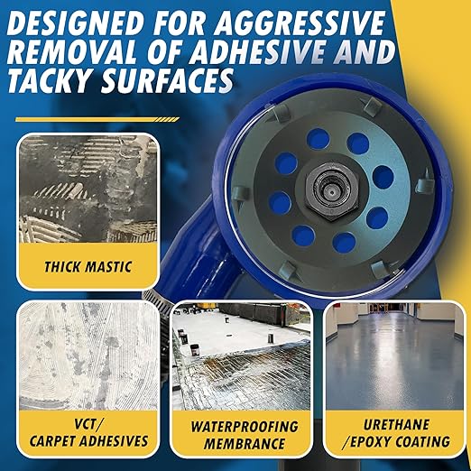5" PCD Grinding Wheel for Epoxy, Glue, Mastic and Paint, 6 PCD Segments, 7/8"-5/8" Non-Threaded Arbor