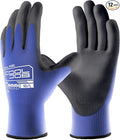 COOLJOB 12/60 Pairs Safety Work Gloves Pack Bulk with Grip PU Coating, 13 Gauge Seamless Knit Gloves with Polyurethane Dipped for Warehouse Working, Breathable Lightweight for Men Women, Blue Xlarge
