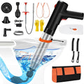 Electric Toilet Plunger, Drain Unclogger Plungers High Pressure Air Drain Blaster with Drain Auger, Splash-free Plungers for Bathroom, Plumbing Snake for Toilet, Clog Remover Heavy Duty(Black)
