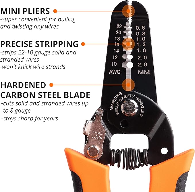 Wirefy Wire Stripper and Cutter - Wire Stripping Tool for Solid and Stranded Wires 22-10 AWG