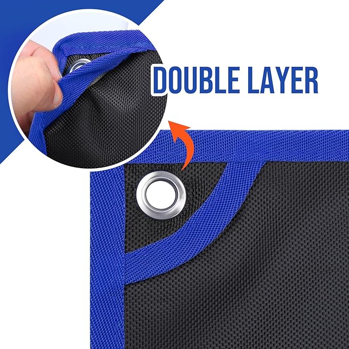 YOOFAN Wrench Roll Up Pouch – Wrench Organizer with 12+1 Pockets, Wrench Bag with Handle, Wrench Holder for Hanging, Blue – Metric