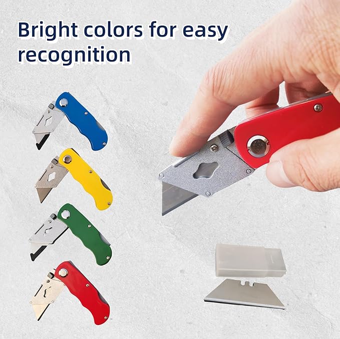8-Pack Folding Utility Knife Box Cutter Folding with Extra 40 Blades, Foldable Box Cutters Knife for Cartons Boxes Cardboard Sheet Plastic, Razor Knife Utility Knives for Home Office