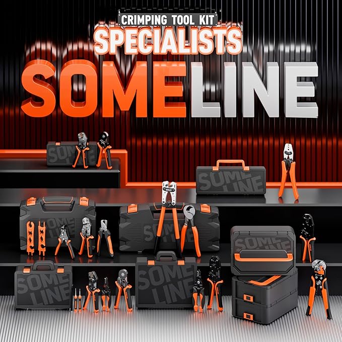 SOMELINE Ferrule Crimping Tool Kit, Self-Adjusting Pliers for Wire Ferrules AWG 24-8, With 18 Sizes Insulated and Non-insulated Wire Ferrules Terminals, Square Crimp Connector Assortment Kit